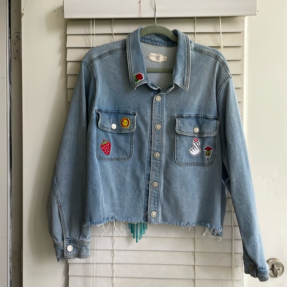 Cropped denim shacket